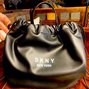 **NWT** DKNY Alex Backpack Drawstrings Tote Black
